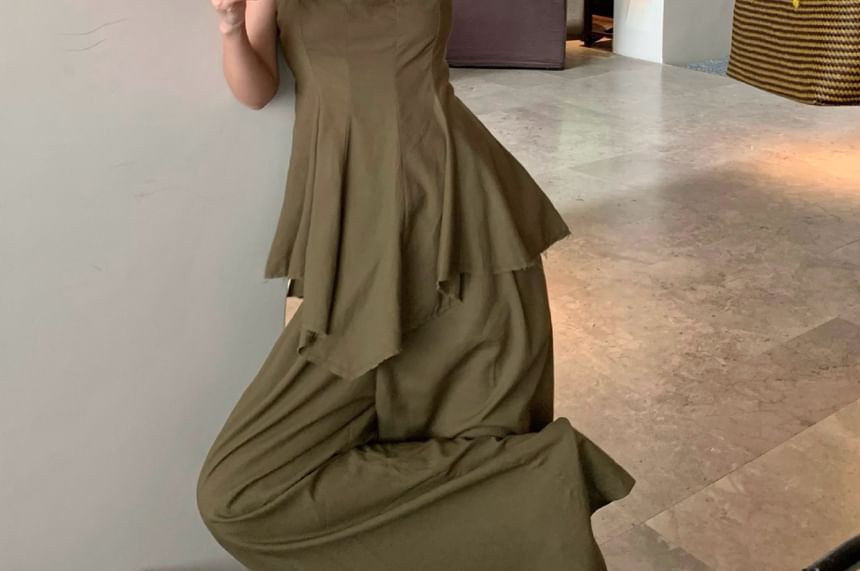 Doowex - Cami-top met vierkante hals, open rug en wijde pijpen / Broek met hoge taille en wijde pijpen