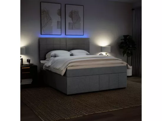 Sommier à lattes de lit avec matelas Gris clair 180x200cm Tissu