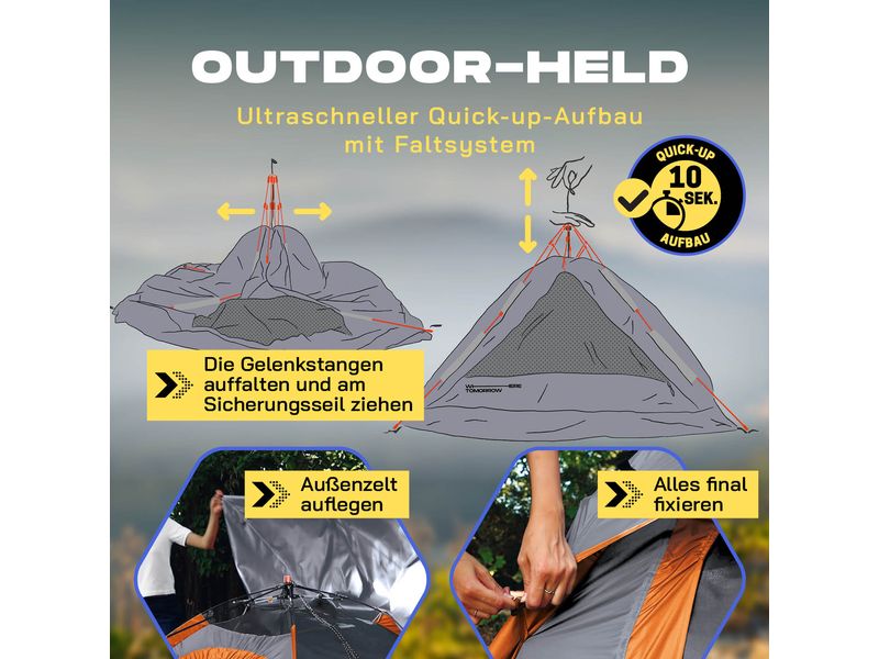 Where tomorrow Wurfzelt 3 Personen - Grau 210 x 190 x 100cm – Pop-up Zelt