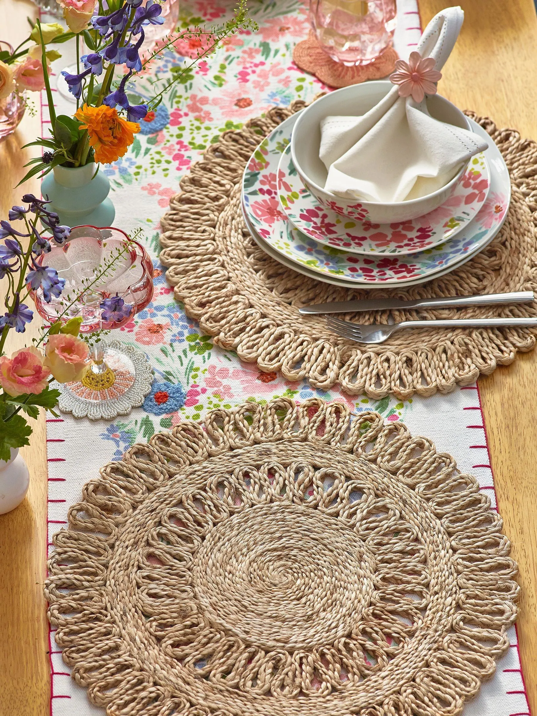 Set van 2 juten geweven placemats