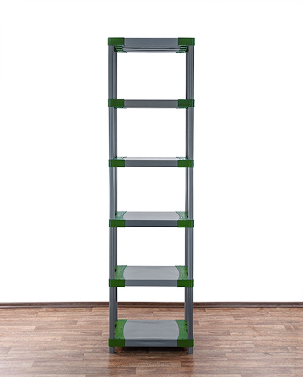 PROREGAL Plastic Plank Big Grey Bear Extra Hoog HxBxD 220 x 60 x 46 cm Plank Draagvermogen 160 kg Grijs/Groen