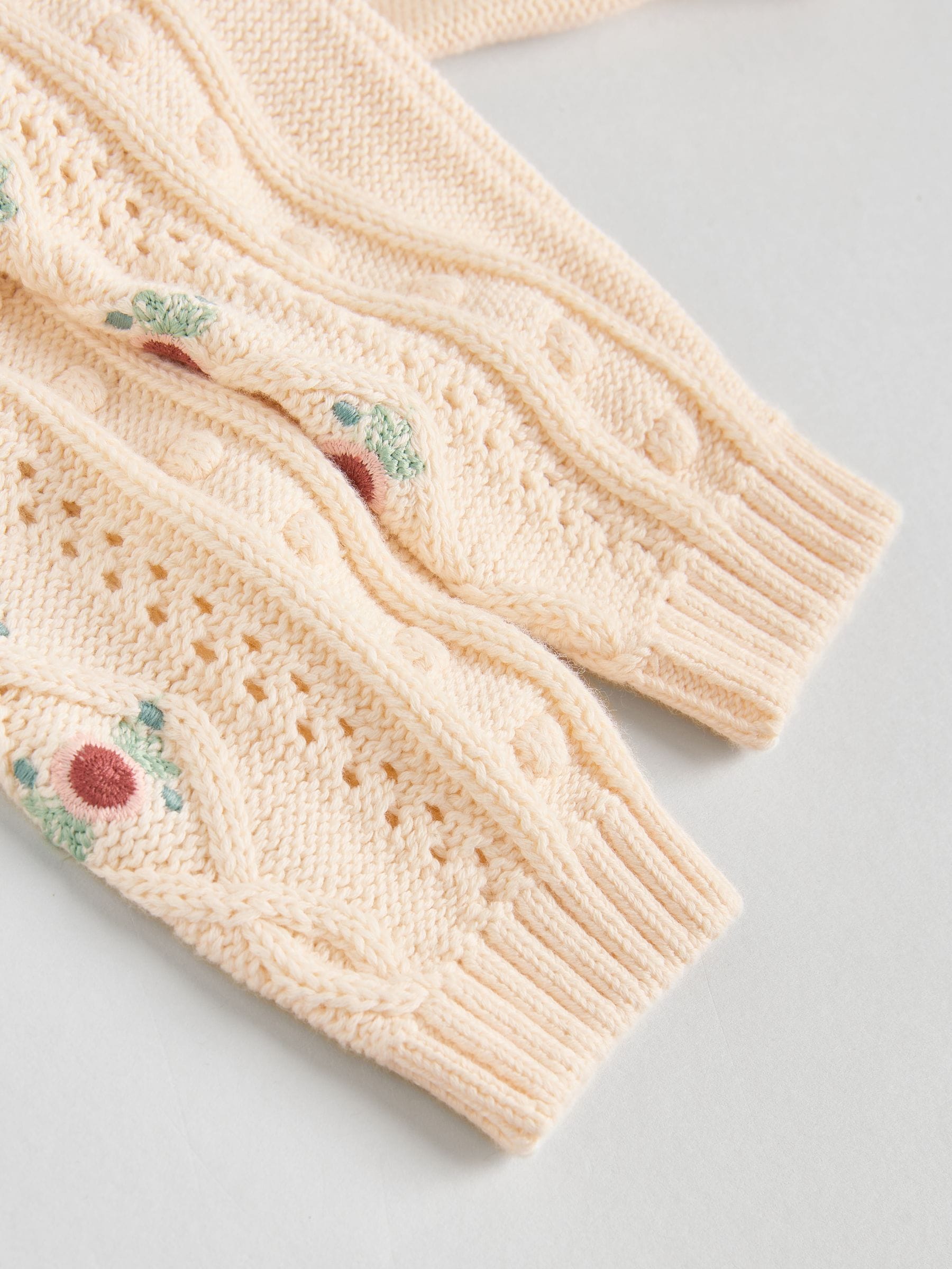crème met borduursel - 2 -delige gebreide baby set met vest en legging (0mnd -3jr)
