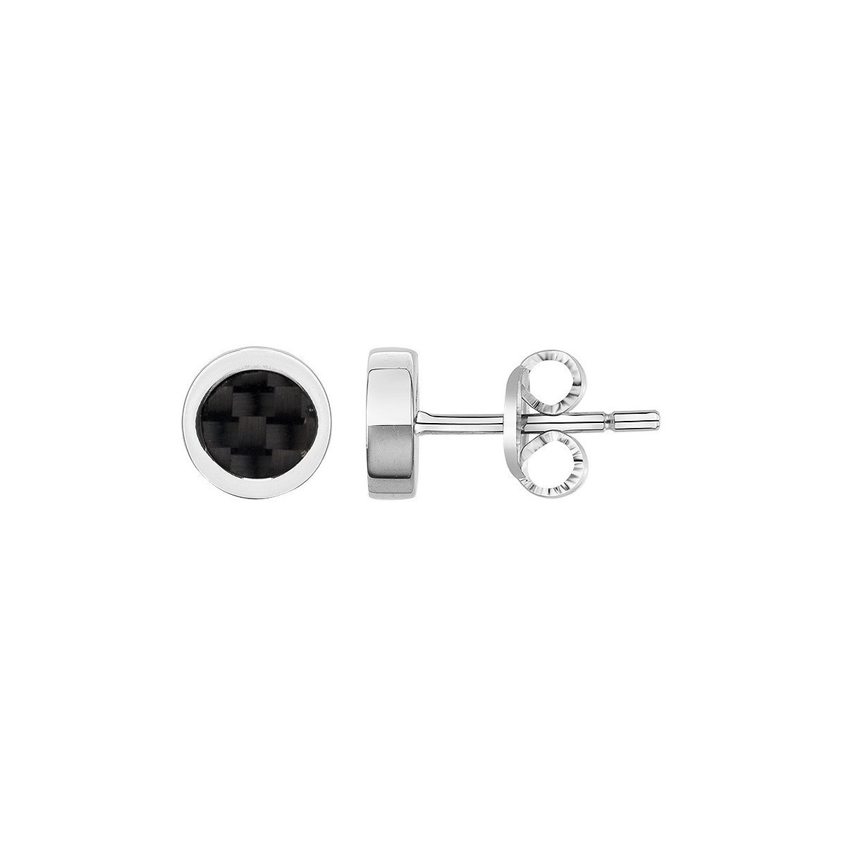 Boucles d'oreilles clous en Acier 316L et carbone - blanc brillant