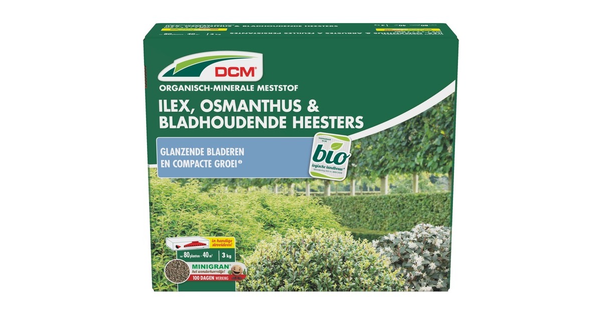 DCMMeststof Ilex, Osmanthus & Bladhoudende Heesters 3 kg  (Tot 40 m²)