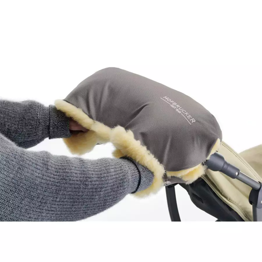 Hofbrucker LammfellhandWärmer für Kinderwagen Lammfell Handmuff Hergestellt in Deutschland Grau meliert