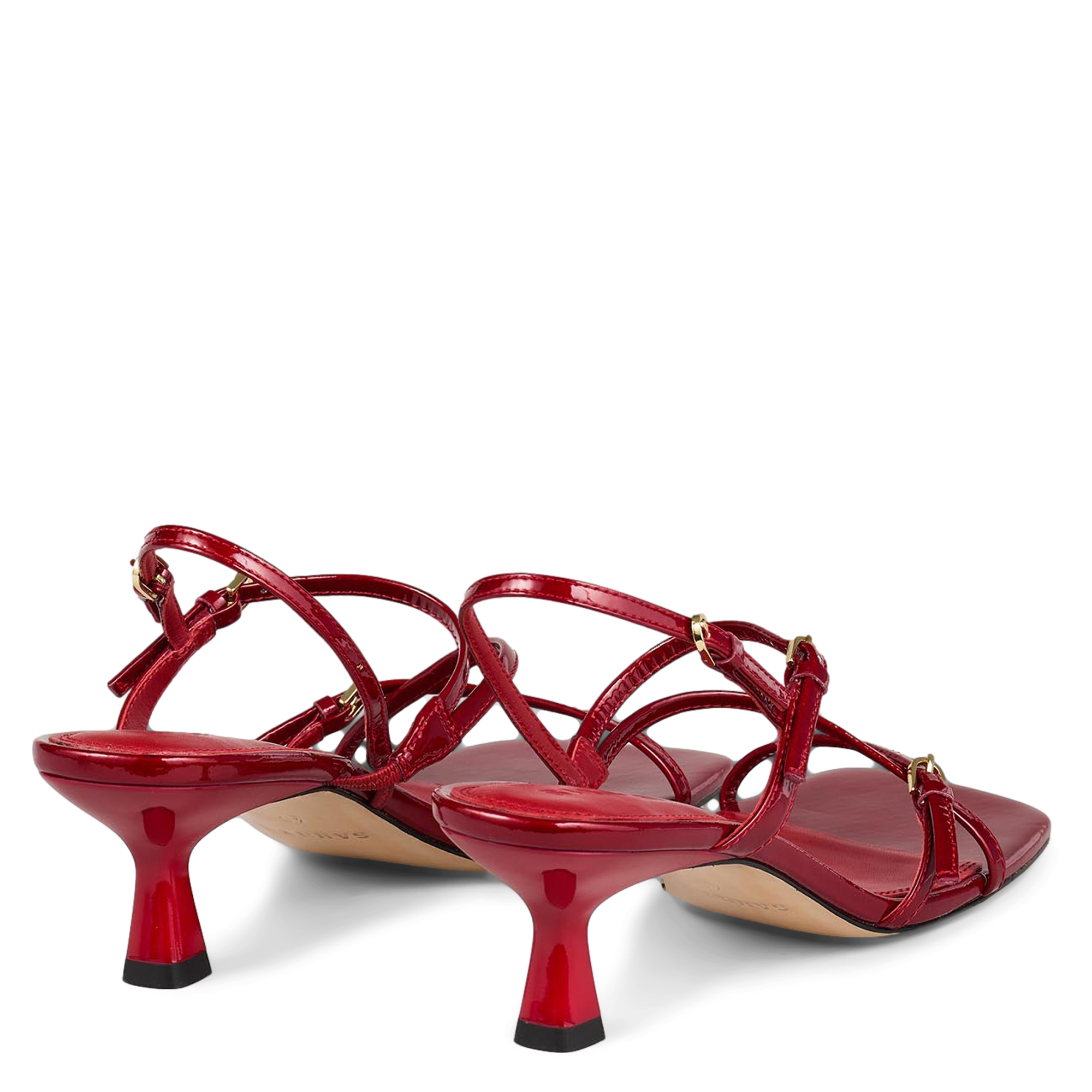 Sandales à talons en cuir vernis | Rouge