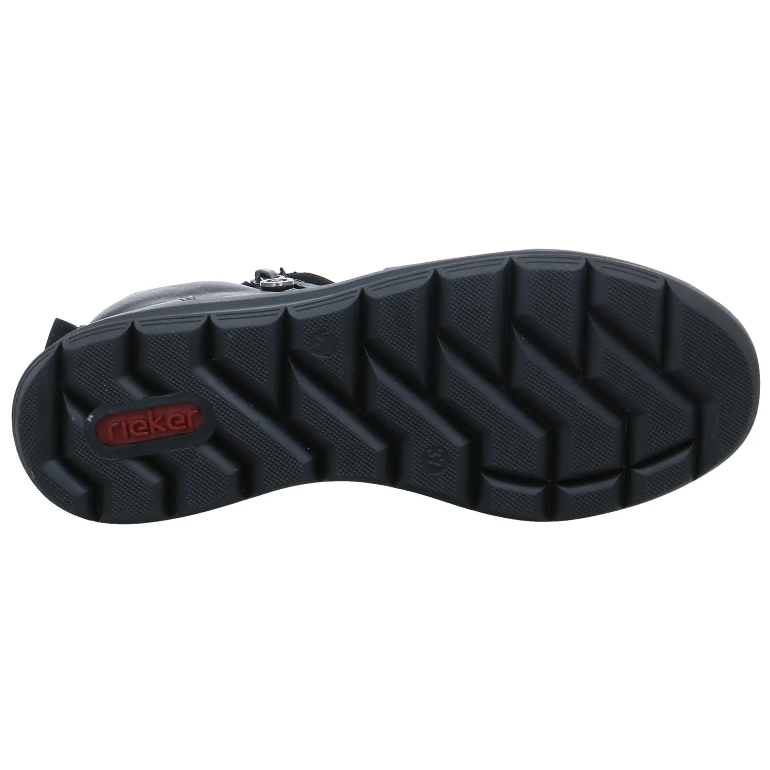 RIEKER Comfort-Stiefelette Schwarz Leder  mit Wechselfussbett