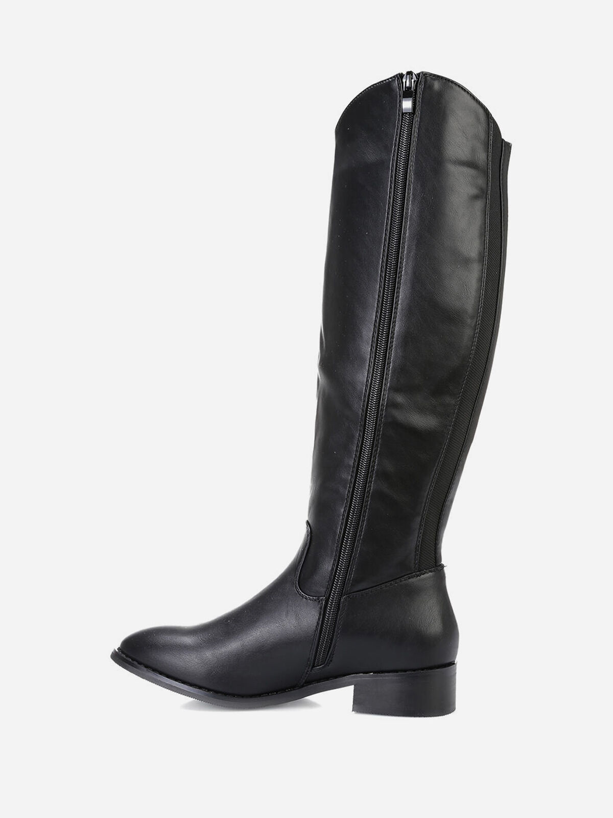 Bottes style cavalière à bout rond- Noir