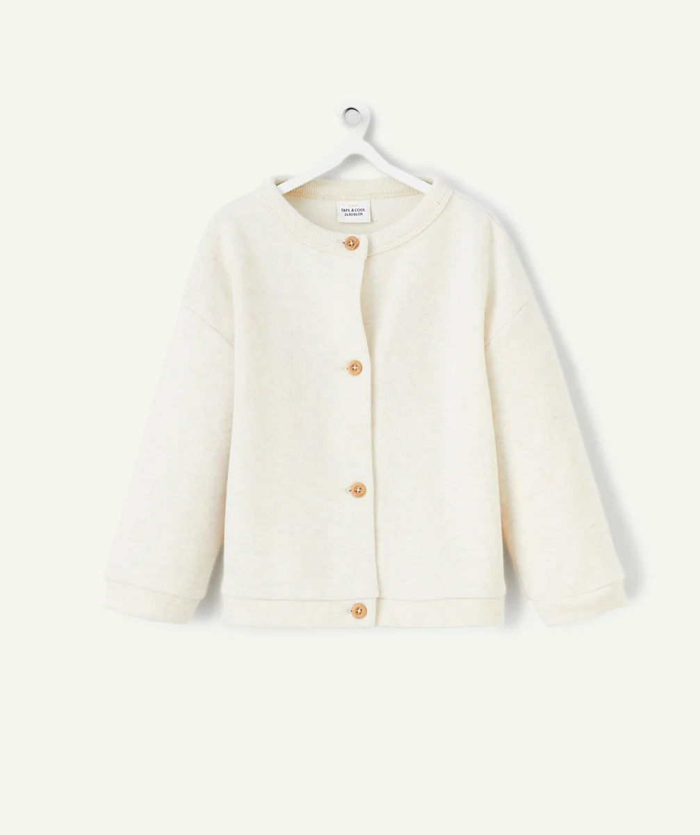 CARDIGAN BÉBÉ GARÇON EN FIBRES RECYCLÉES ÉCRU CHINÉ