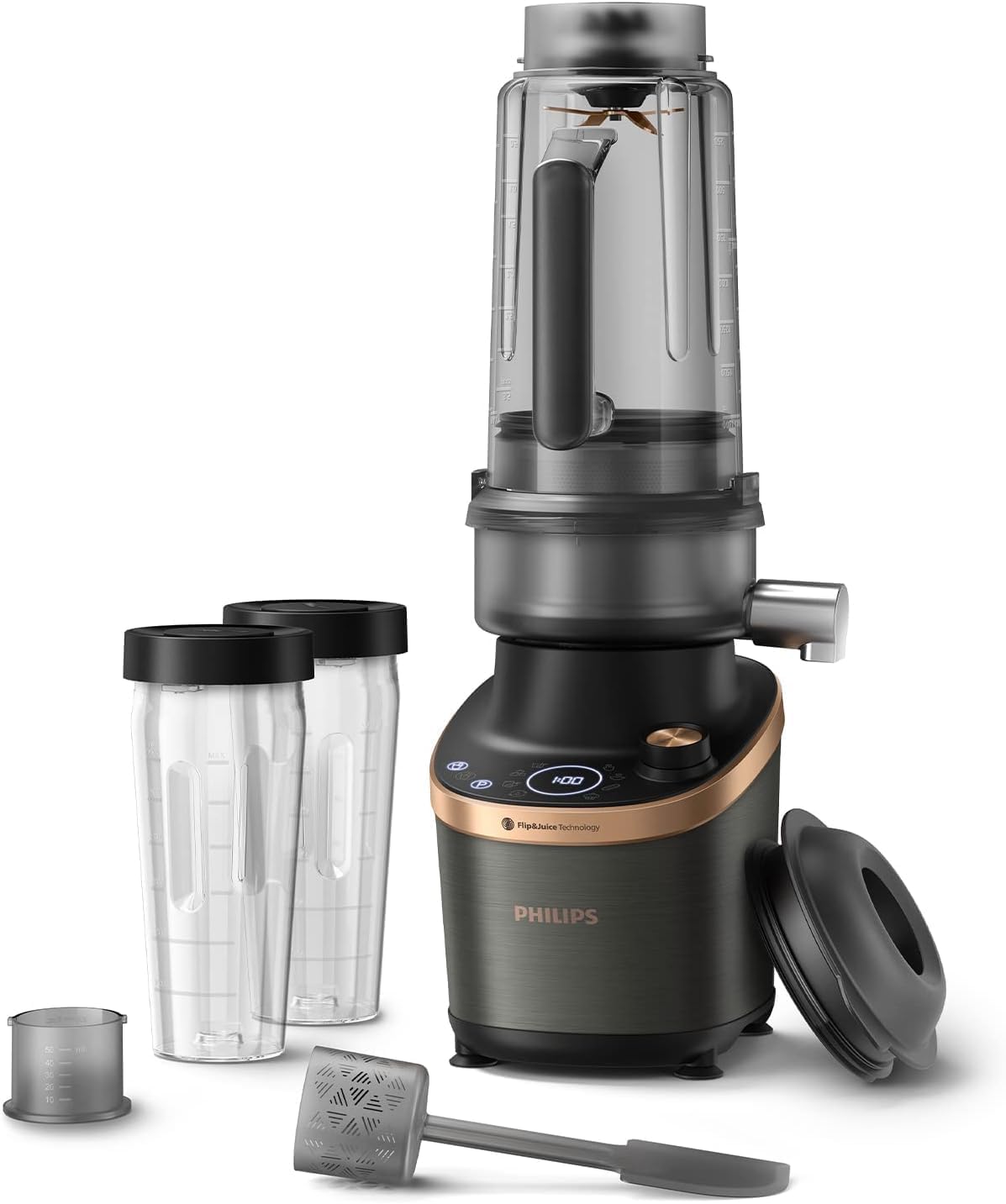 Philips Flip&Juice Hochleistungsmixer 7000 Serie mit Entsaftermodul, Flip&Juice-Technologie, ProBlend Ultra-Technologie, HomeID App, 8 Schnellauswahlprogramme, Schnellreinigungsfunktion (HR3770/10)