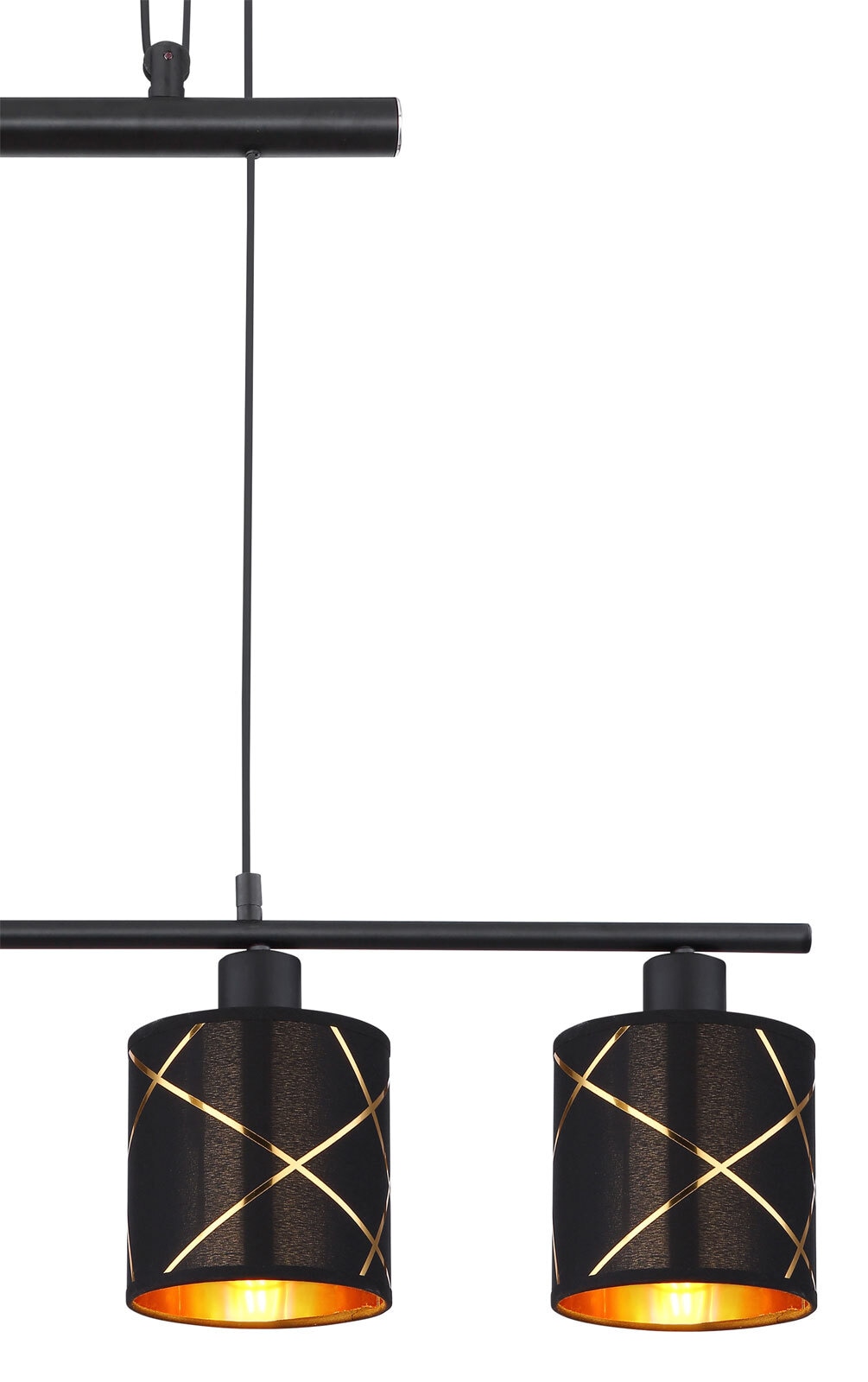 BEMMO Pendellampe goldfarben, schwarz 15, B/H/T: 76 x 140 x 13 cm, Metall, Textil