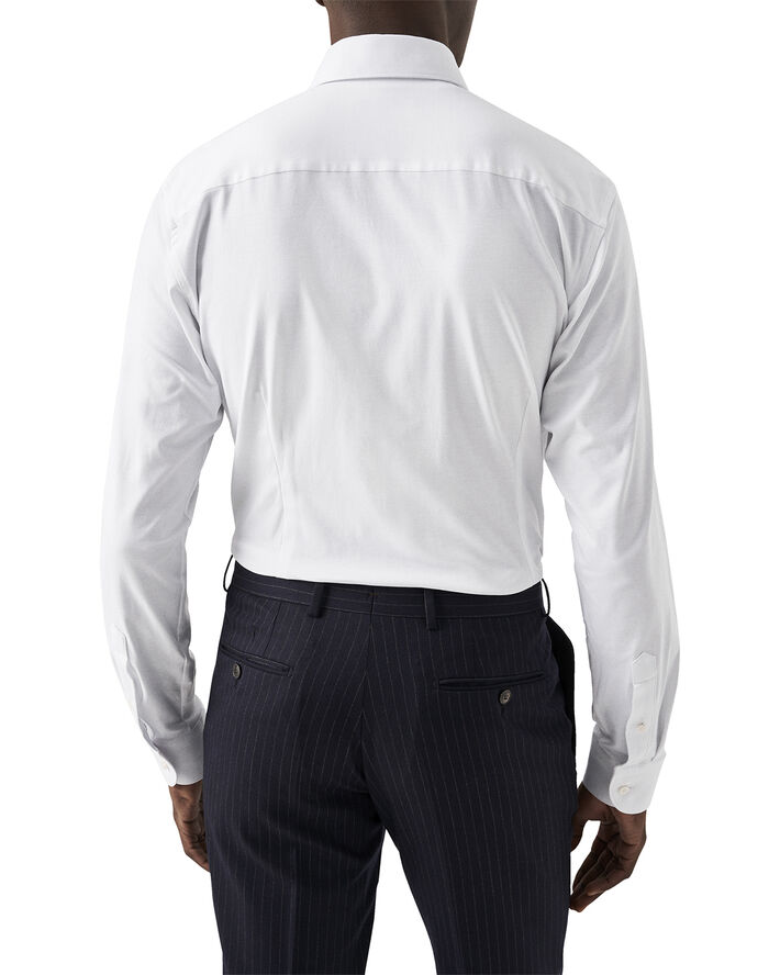 ETON Contemporary Fit White Solid Four-Flex Stretch Shirt Hvid