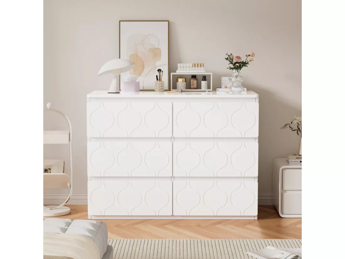 Commode à 6 tiroirs pour la maison blanche,d110cm×h72cm