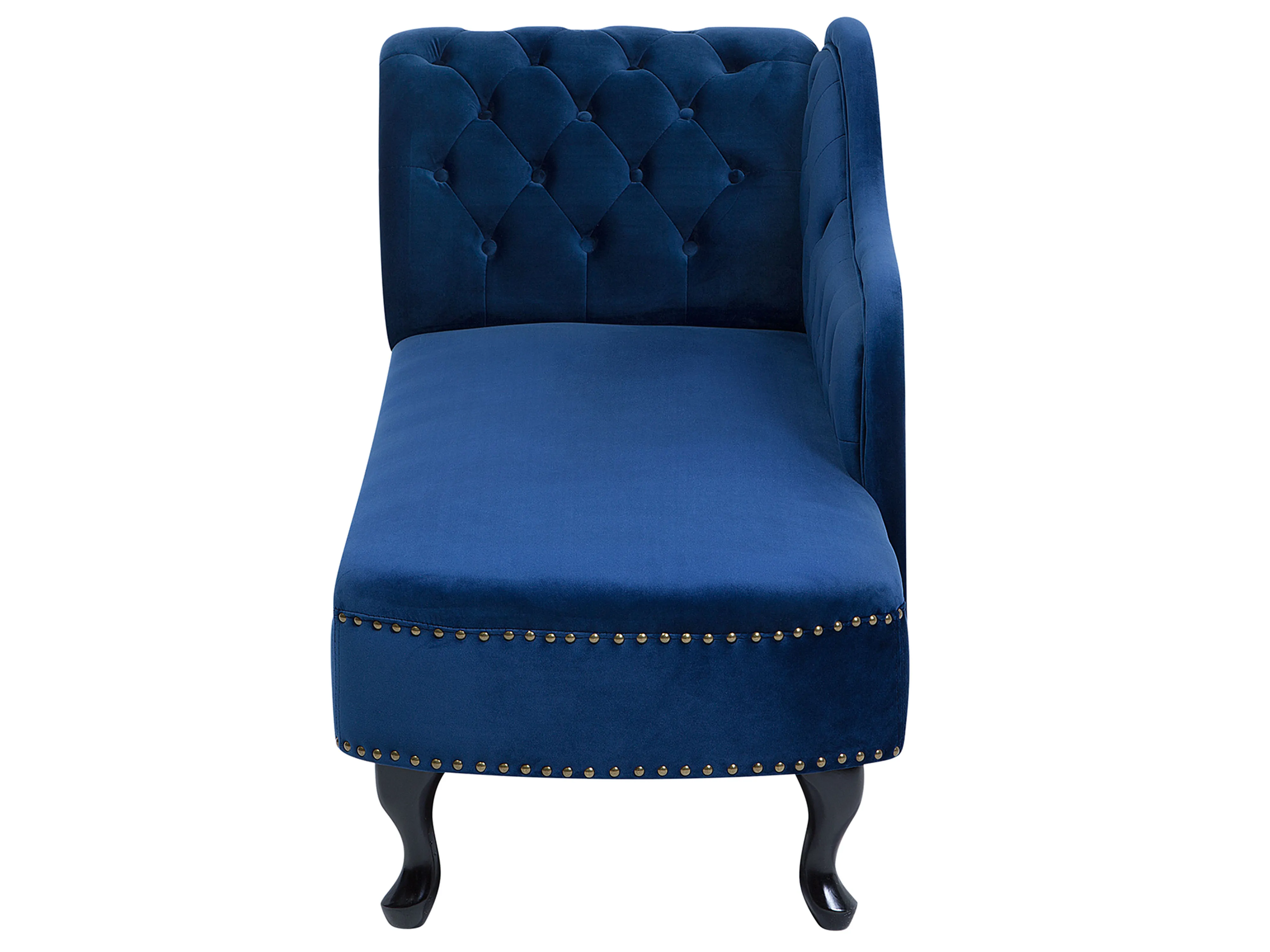 Linkszijdige chaise longue NIMES Fluweel Marineblauw