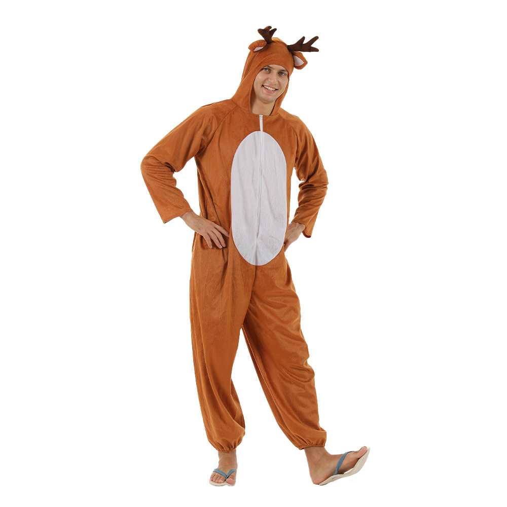 (170-180cm) Christmas Erwachsenen Kostüm Plüsch Weihnachts Pyjama Overall Verkleidung für Motto Partys - Rentier