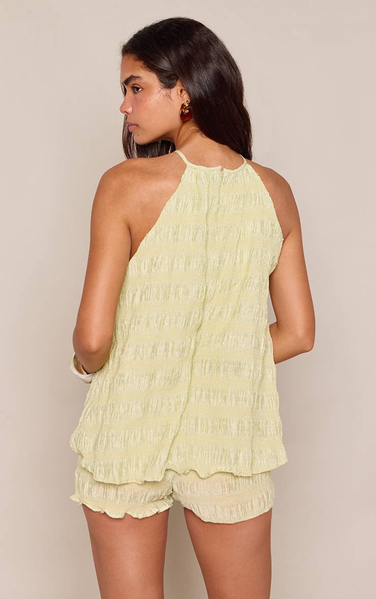 Pale Lime Combinaison-short Flottante Texturée À Dos Nu