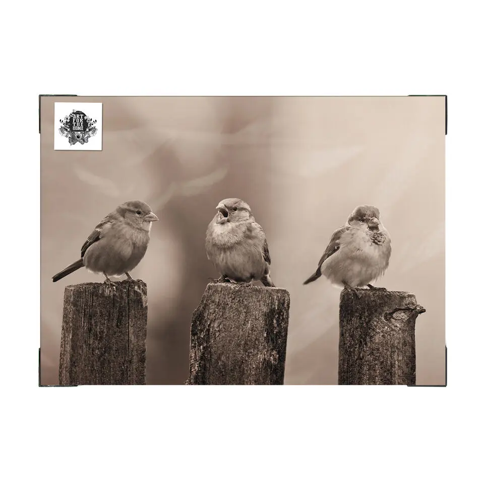 Art for the Home Vroege Vogels Buitencanvas Sepia 50x70 cm
