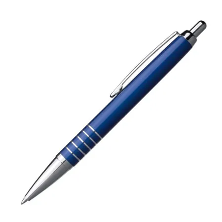 Macma Kugelschreiber aus Aluminium mit 5 Zierringen, blau, 5 Stück