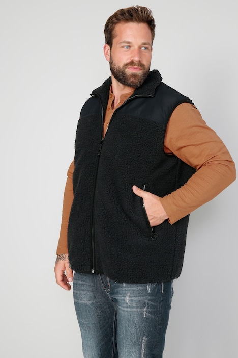 Boston Park Teddyfleece-Weste, Stehkragen, Nylon-Besatz, bis 74