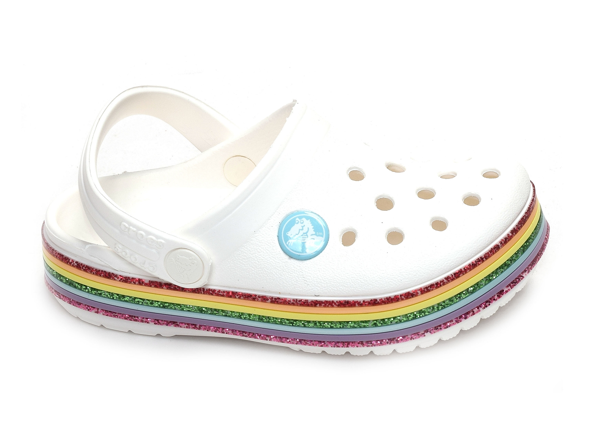 Crocband rainbow blanc