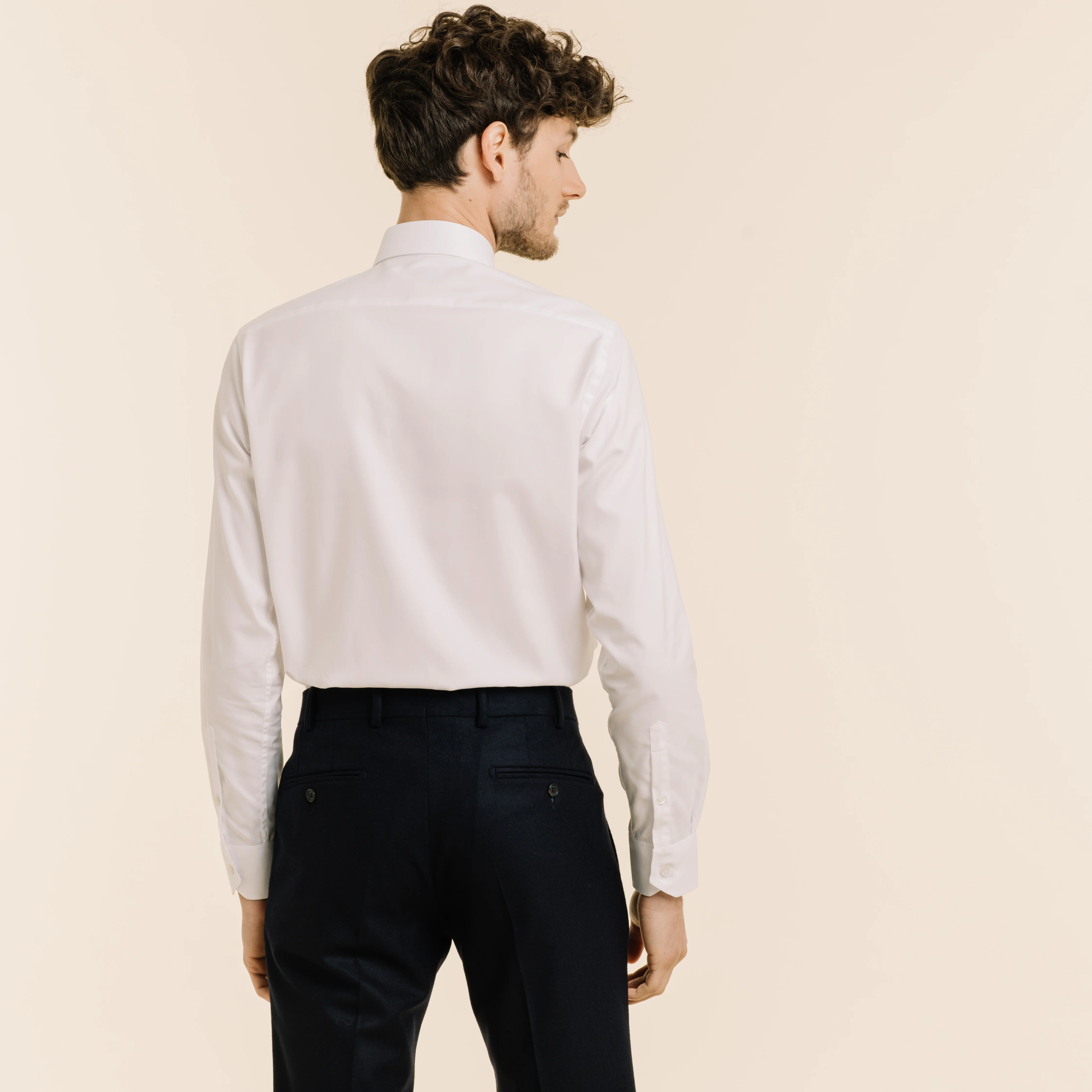 Premium white double-twisted twill shirt