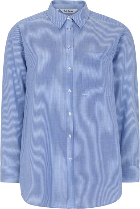 Soft Rebels SRVeronica Striped Shirt Striped snow white and ultramarine
