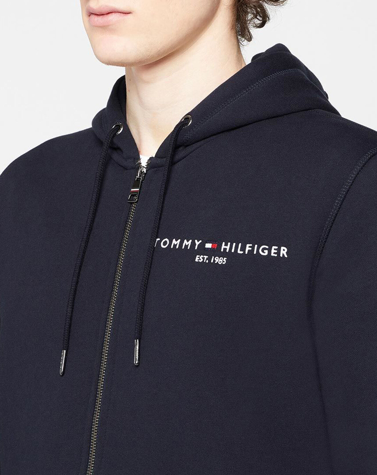 Tommy Hilfiger Sweat à capuche zippé Tommy Logo bleu marine
