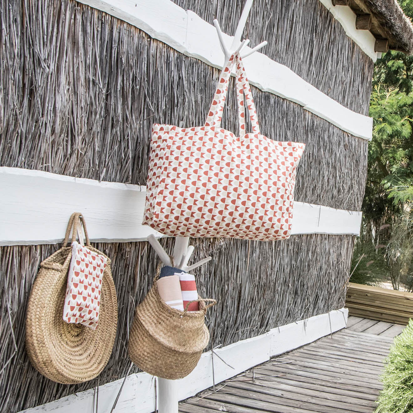 Febronie Pochette de plage en Coton Skandi terracotta - 28x21 cm