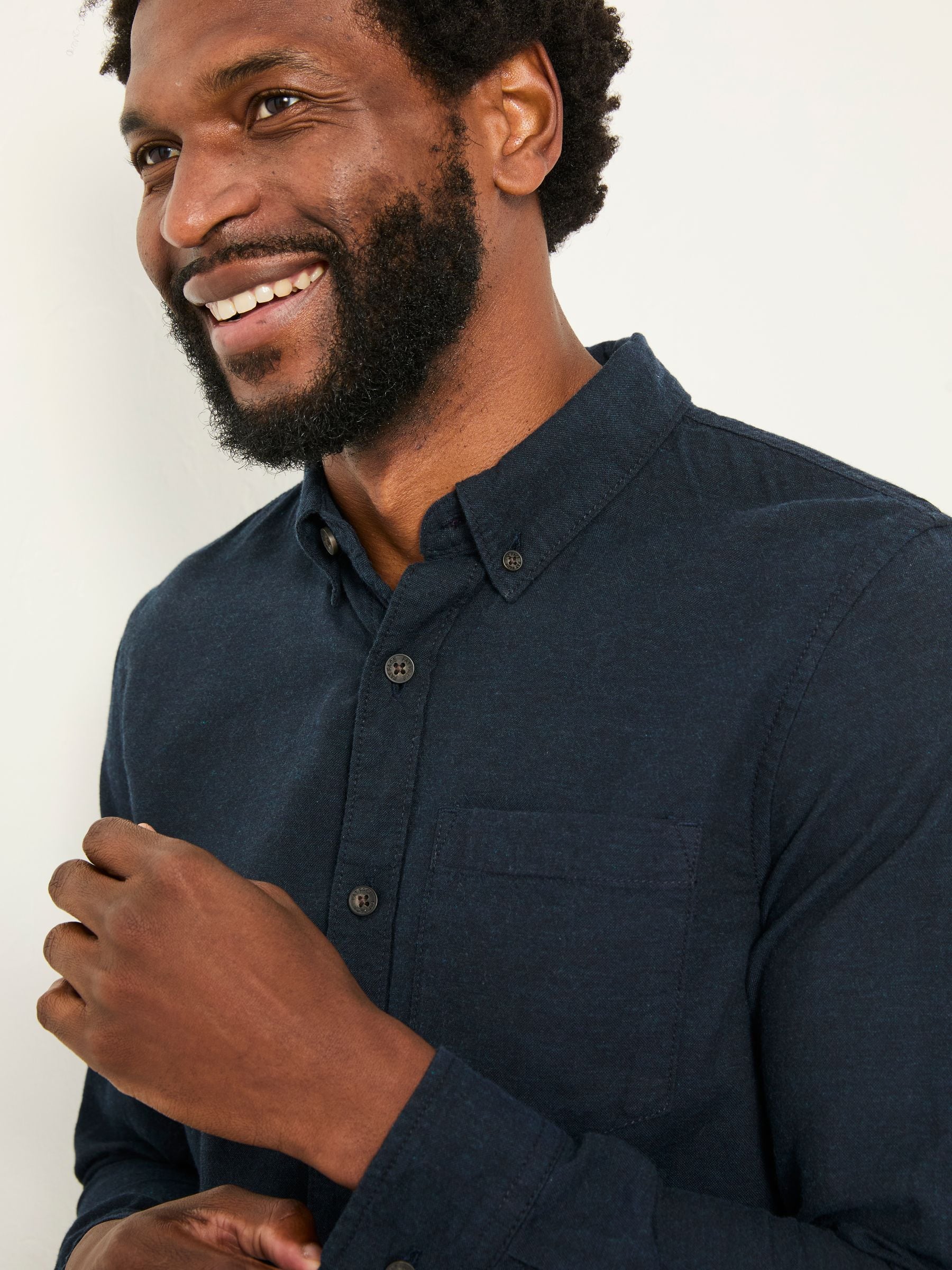 Marineblauw - FatFace Long Sleeve Plain Shirt