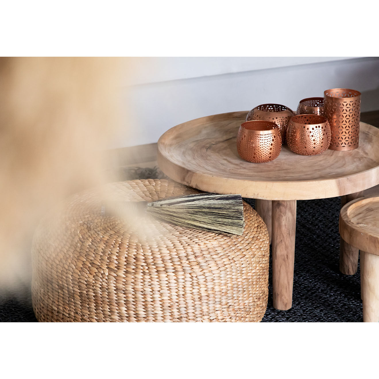 Bazar Bizar Pouf en Jacynthe d'eau naturel - D.60xH.30 cm