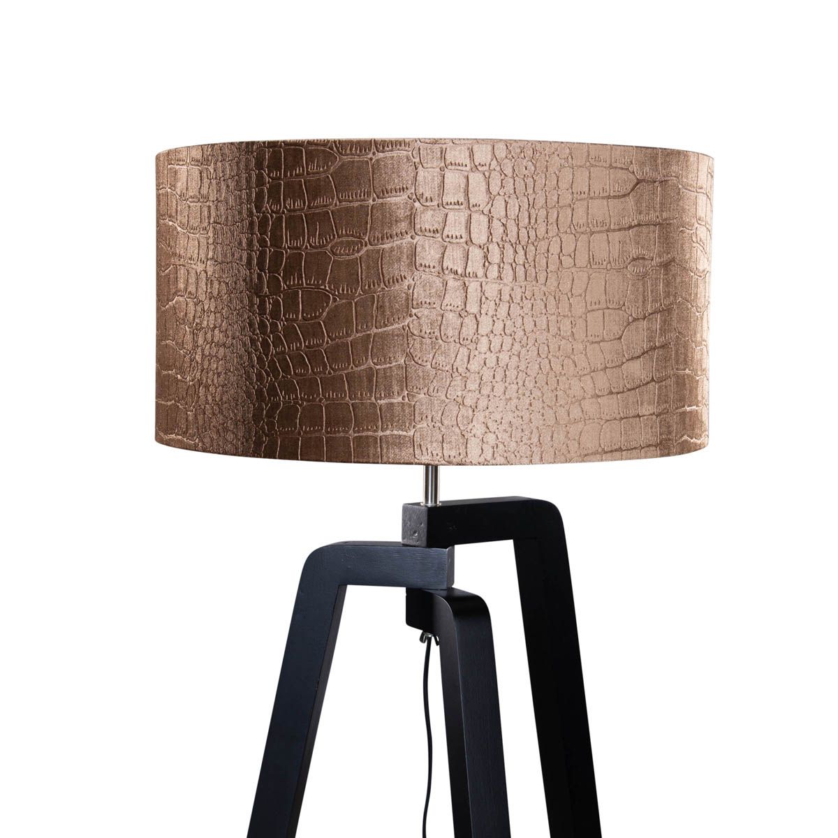 Vloerlamp zwart met velours kap krokodil 50cm - Puros