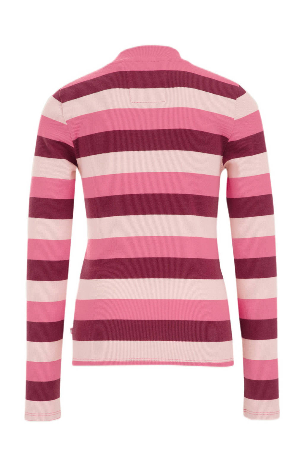 WE Fashion gestreepte longsleeve roze/donkerroze
