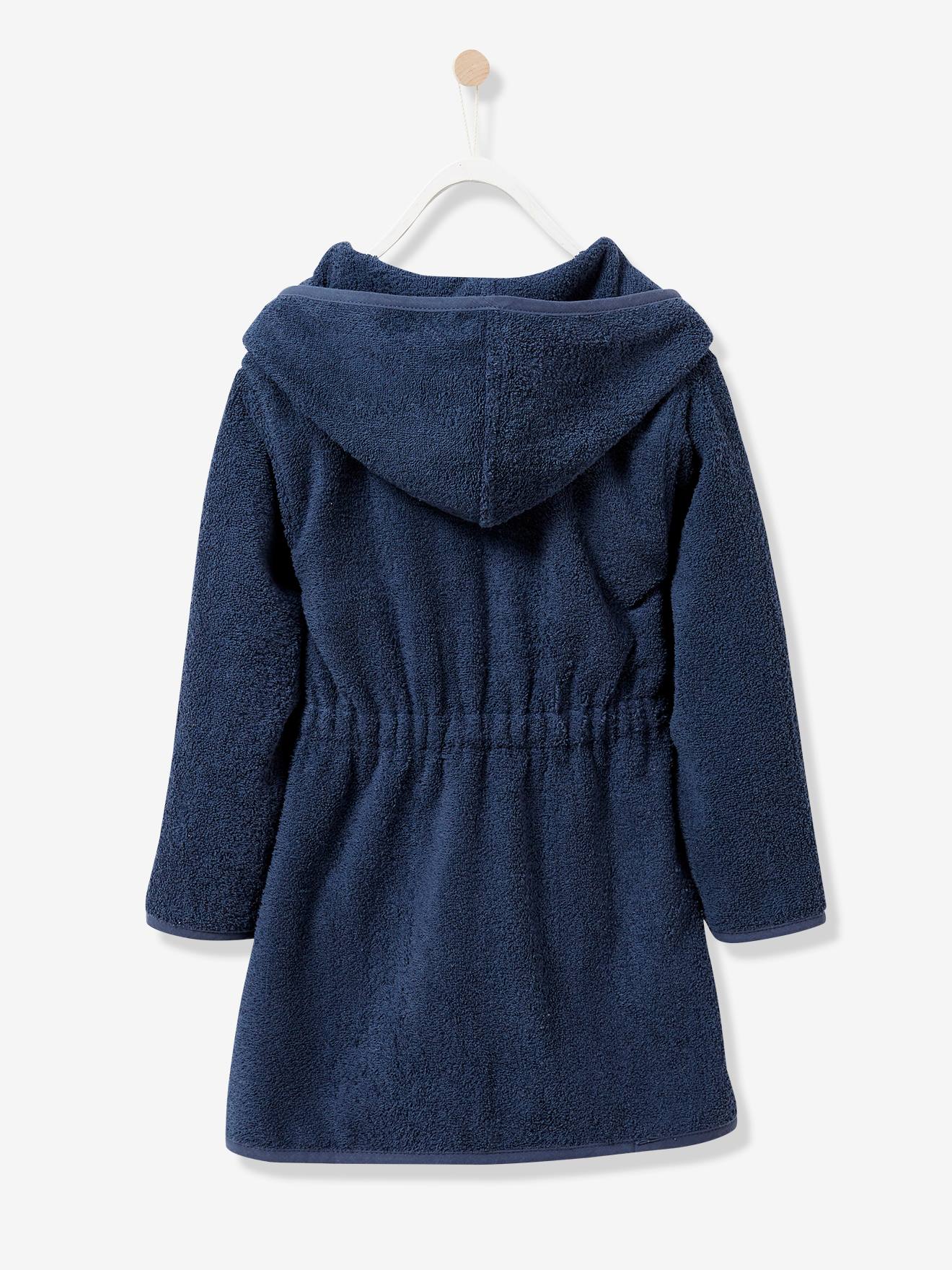 Roupão infantil personalizável com capuz, jeans azul