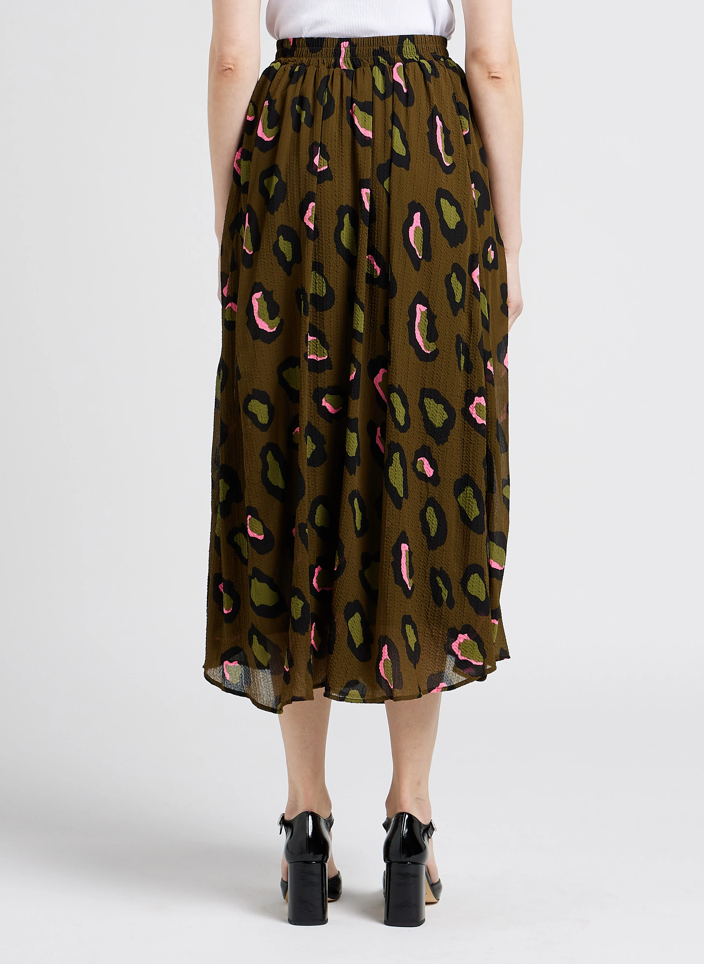 CAMO - Jupe longue imprimé animalier| Kaki