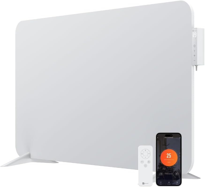 BR Bringer Infrarotheizung 750 Watt mit Smart Thermostat, WIFI & App - für Wandmontage oder als Standgerät für kleinere Räume bis 15m² - sehr Energiesparend - Deutsche Qualitätsmarke (weiß)