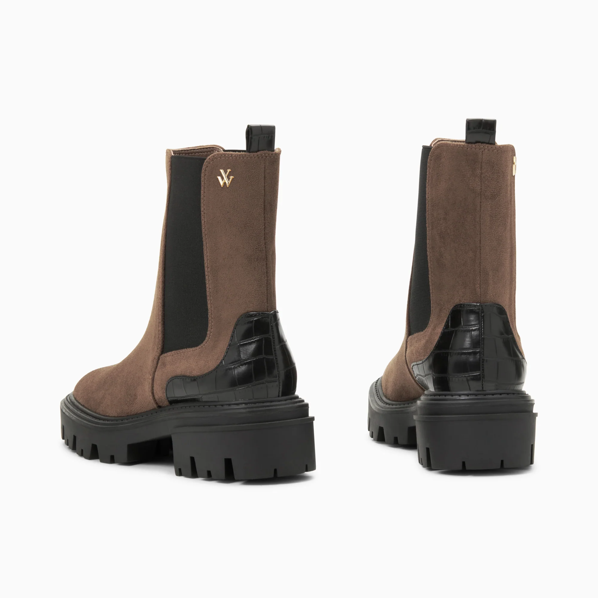 Bottines-Bottines Chelsea Greta marron à contrefort croco