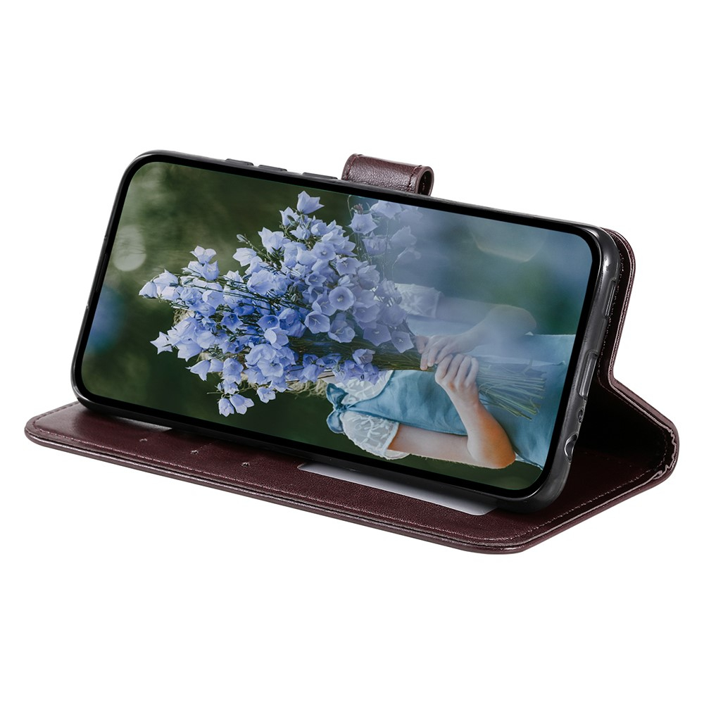 Samsung Galaxy A55 Leder Tasche Wallet - Mandala Flowers Imprint - Braun