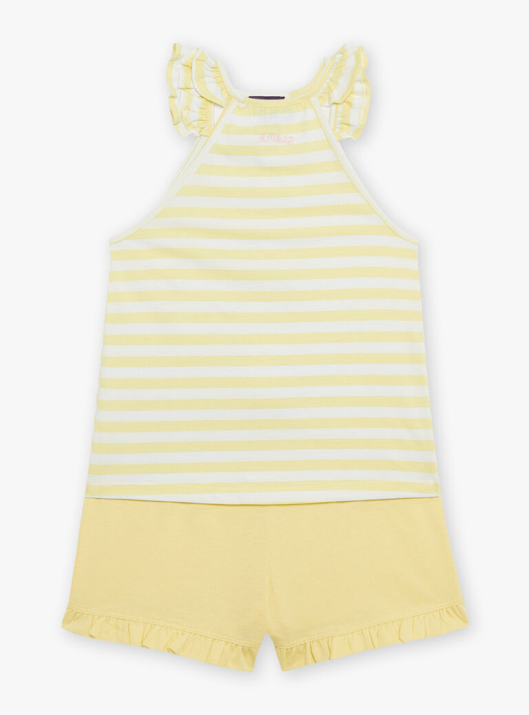 Débardeur et short jaune et blanc en jersey