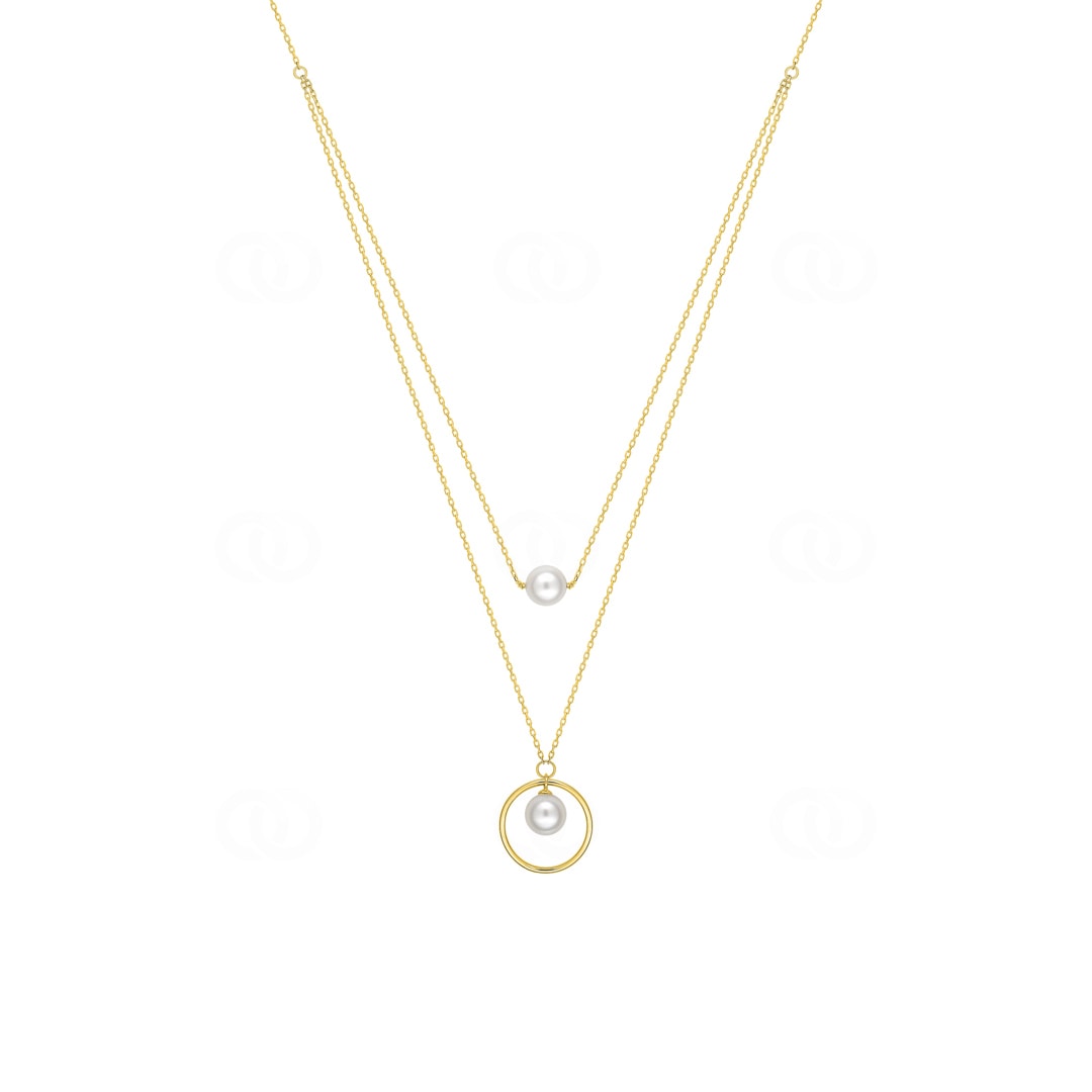 Collier 375/9 K Gelbgold mit Süsswasserzuchtperlen