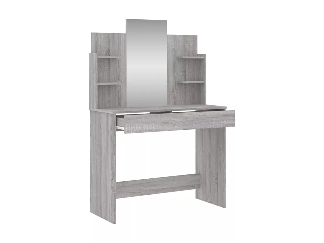 Coiffeuse avec miroir sonoma gris 96x39x142 cm