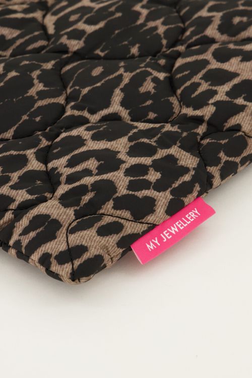Gewatteerde laptop hoes met panterprint