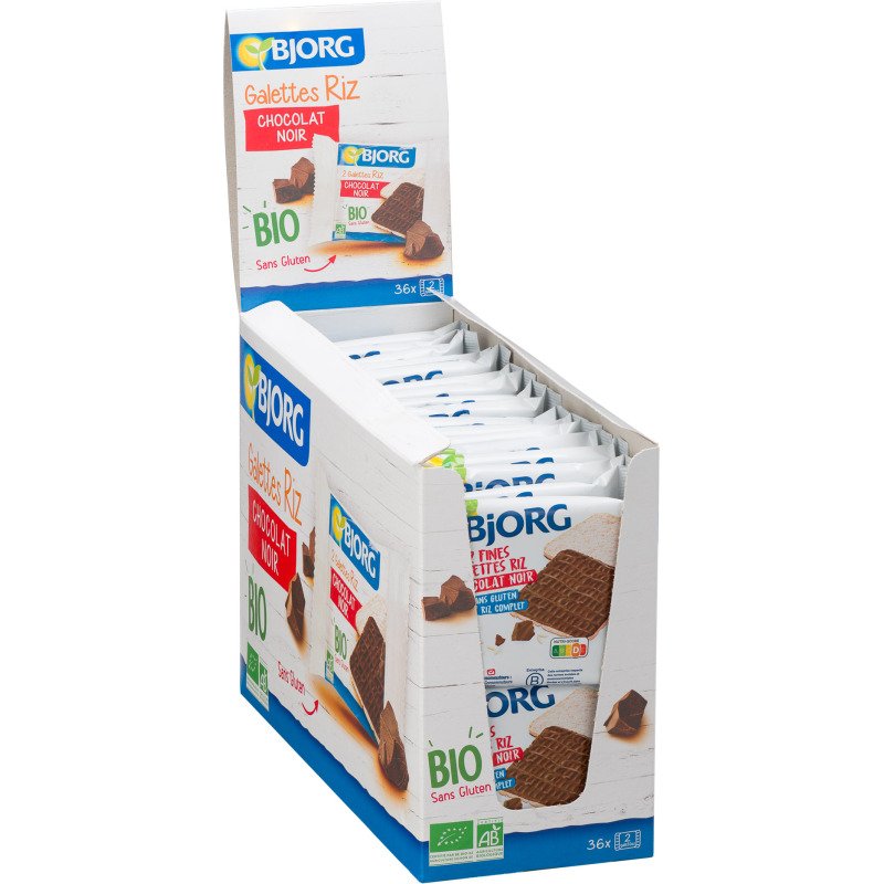 Galettes de riz chocolat noir sans gluten Bio Bjorg x 2 - Étui de 22,5 g