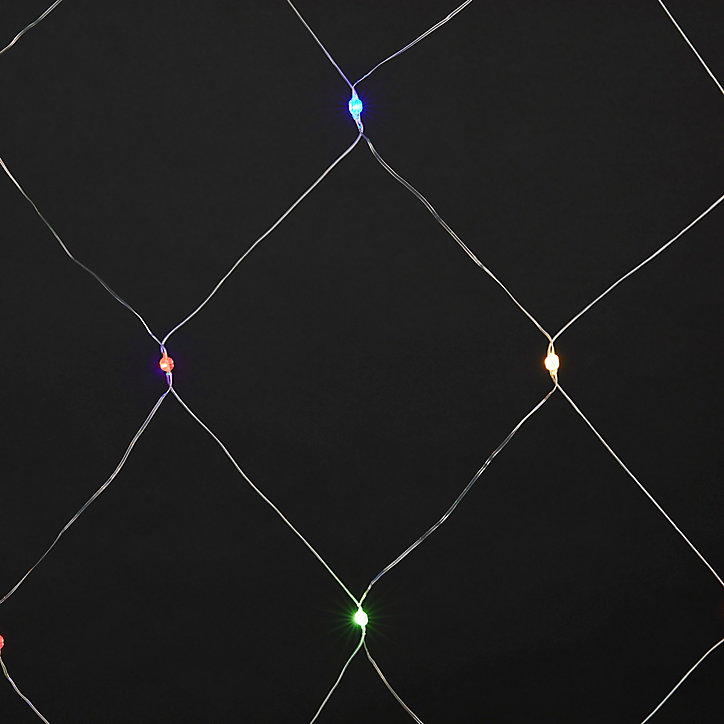 Guirlande lumineuse rideaux intérieur et extérieur 120 LED IP44 9W multicolore L.14m câble transparent