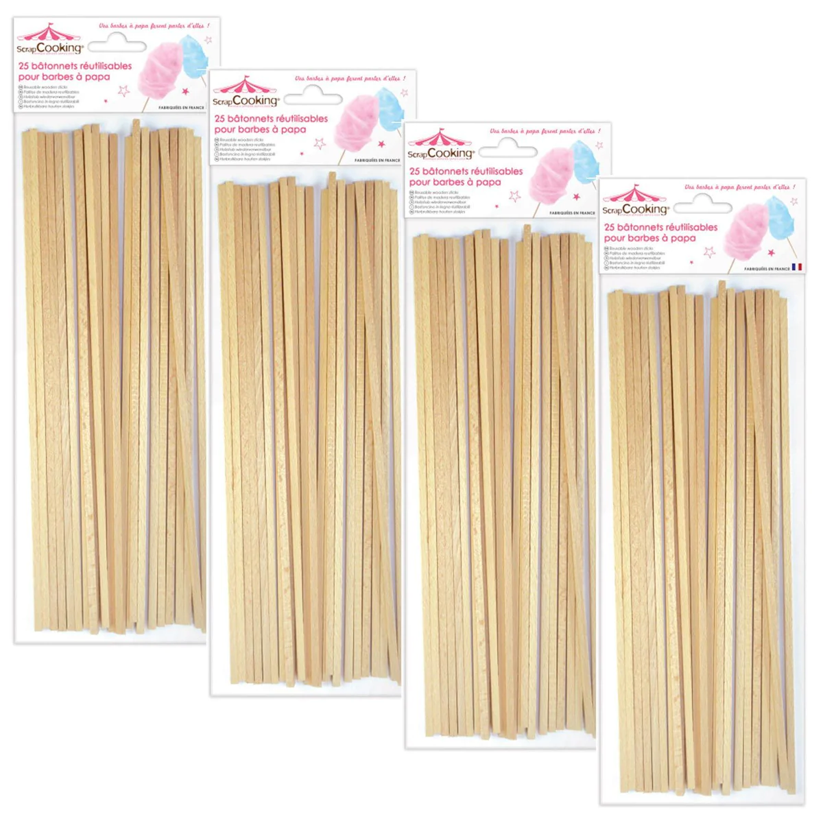 100 bâtonnets pour Barbe à papa Scrapcooking