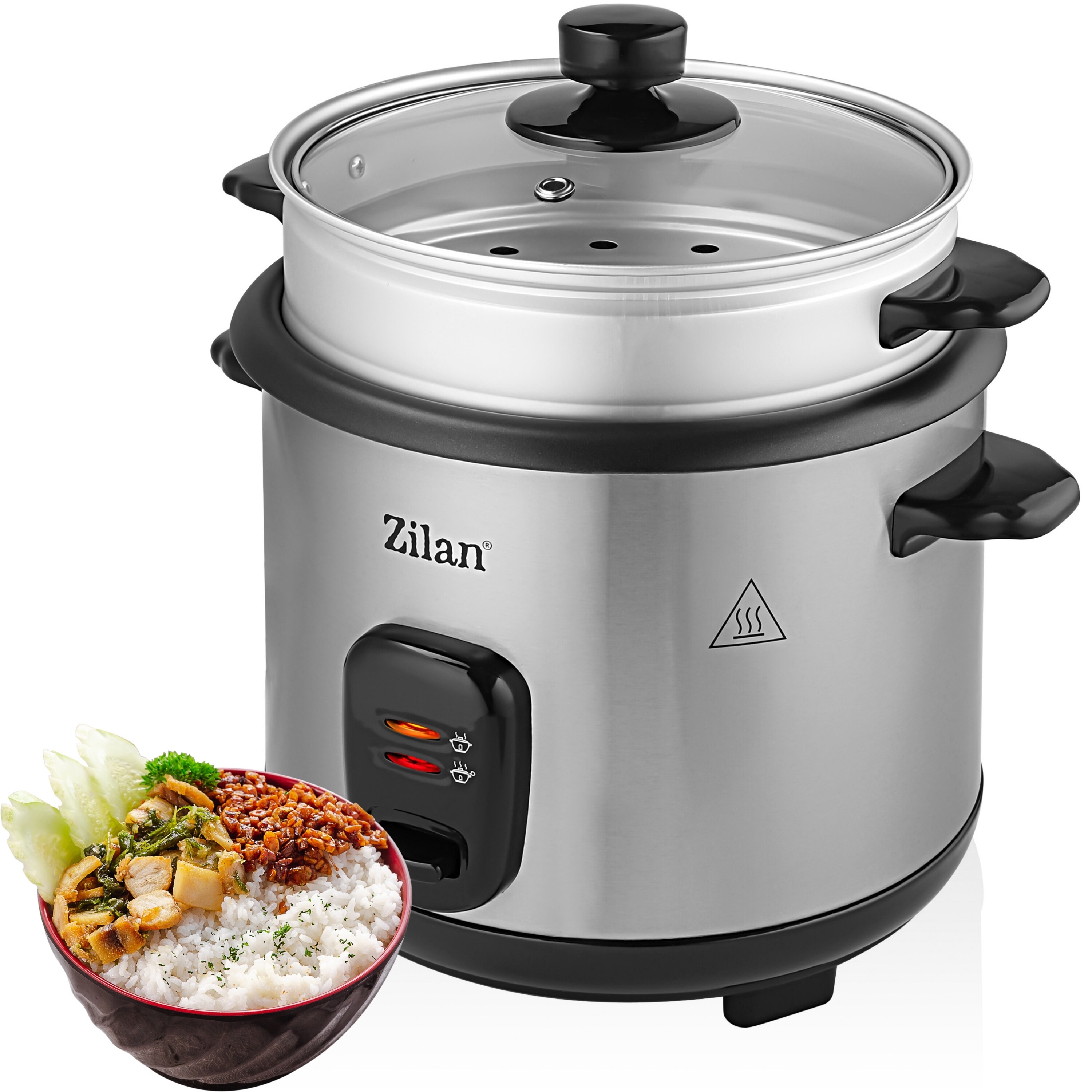 Zilan Reiskocher 500W Edelstahl 1.5L Warmhalte- und Abschaltfunktion