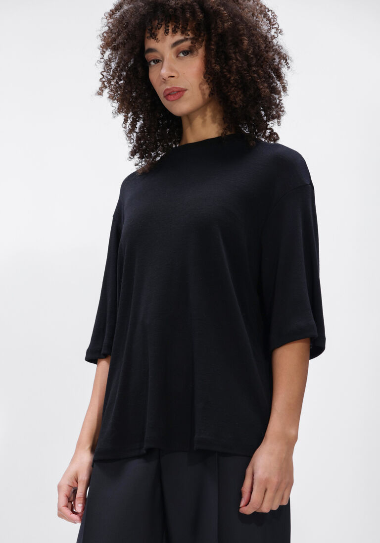 zwarte rohe top oversized soft merino t shirt