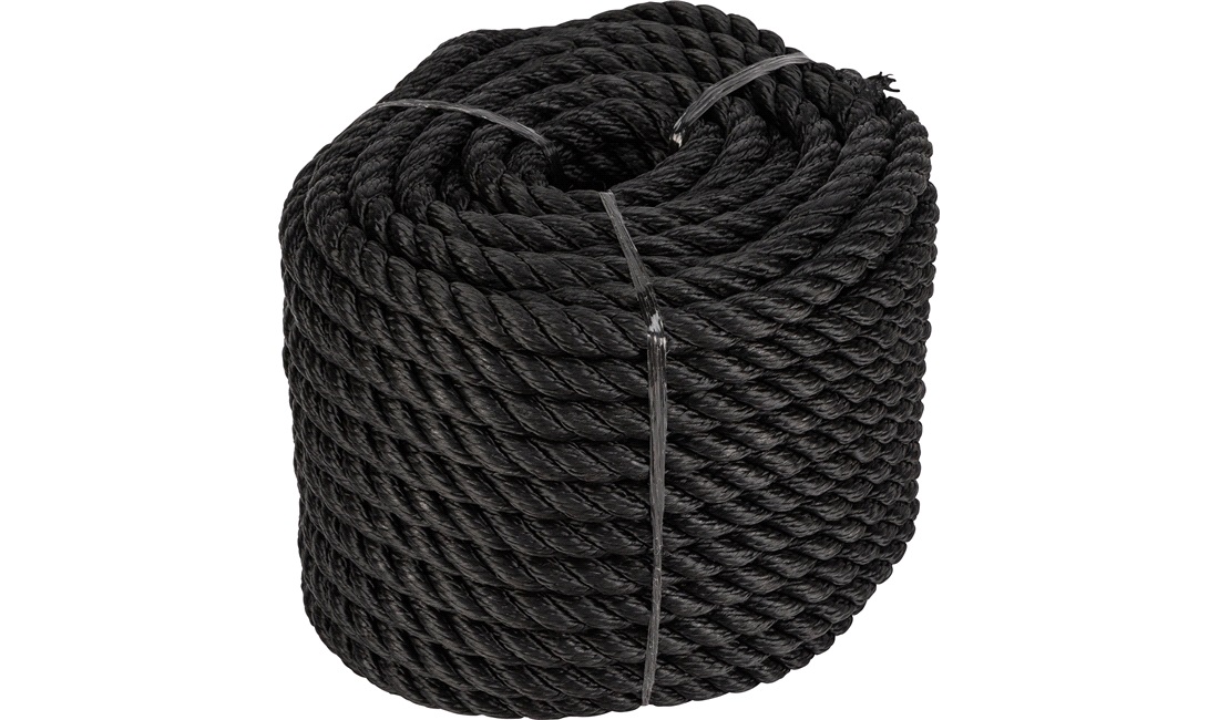 3-Slået PP tov sort Ø14 mm 30 meter