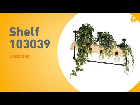 Industriële plafondlamp zwart met hout 3-lichts - Shelf