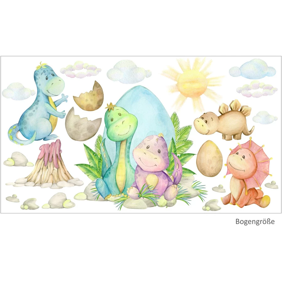 Nikima Wandtattoo 194 Baby Dinosaurier in 6 vers. Größen bunt