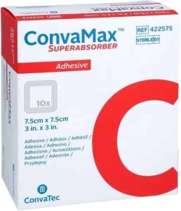 CONVAMAX Superadsorber 7.5x7.5cm adhäsiv, 10 Stück